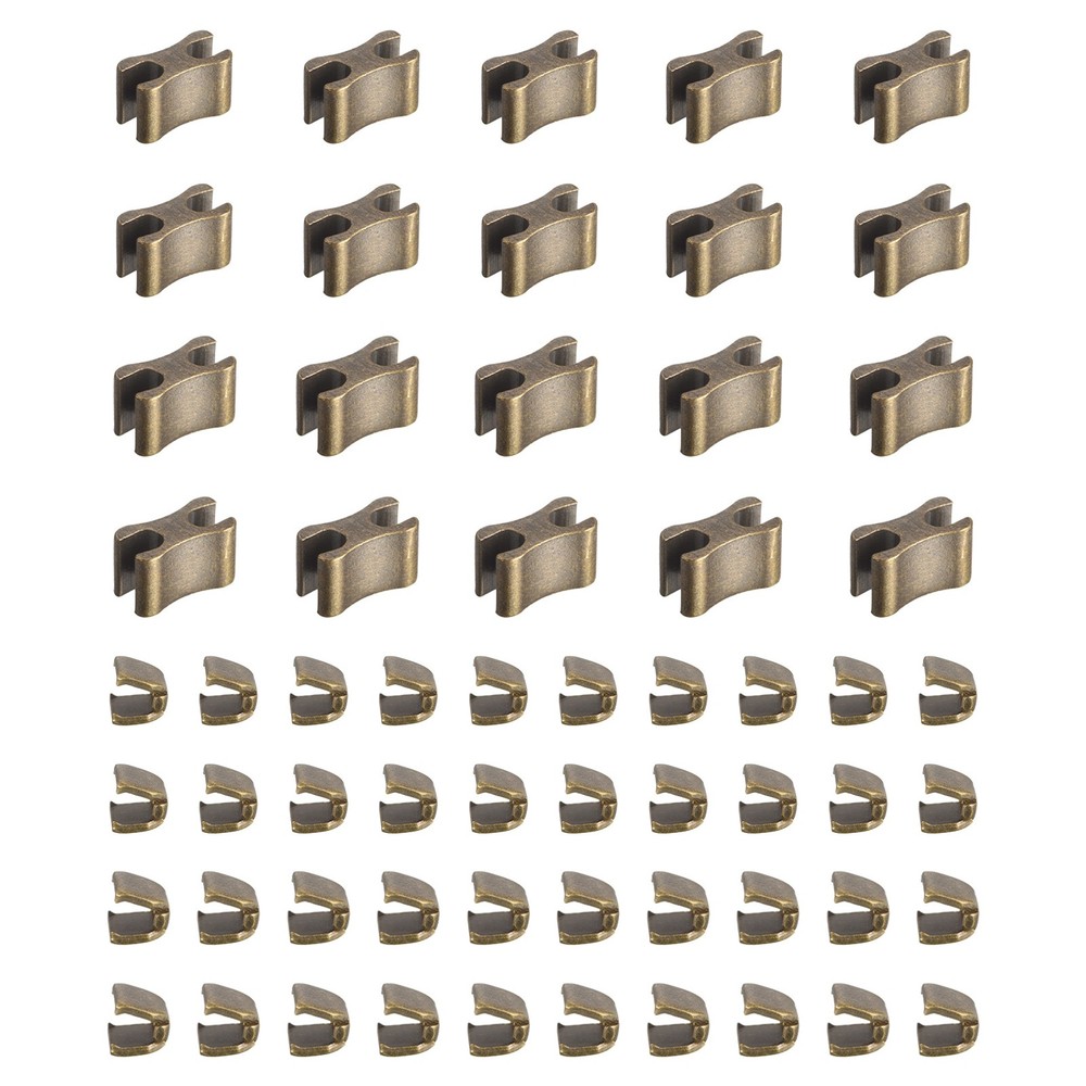 Zipper Slider Retainers, 2Sizes Top Stoppers & Bottom Stop, Bronze 20 Sets