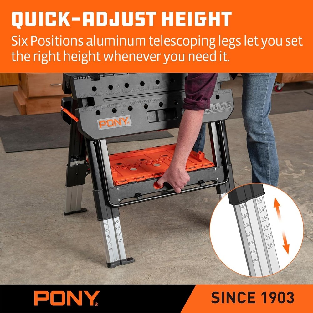 2-in-1 Folding Work Table Sawhorse & Workbench 31"x25"