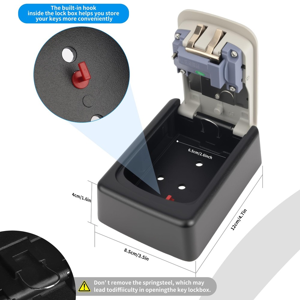 Wall-Mounted Combination Key Lock Box for Secure Storage
