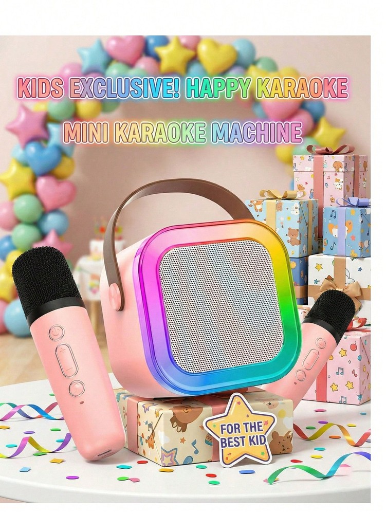 Mini Karaoke Machine With 2 Mics | Bluetooth 5.0 TWS TECH (50ft Range) | Microph