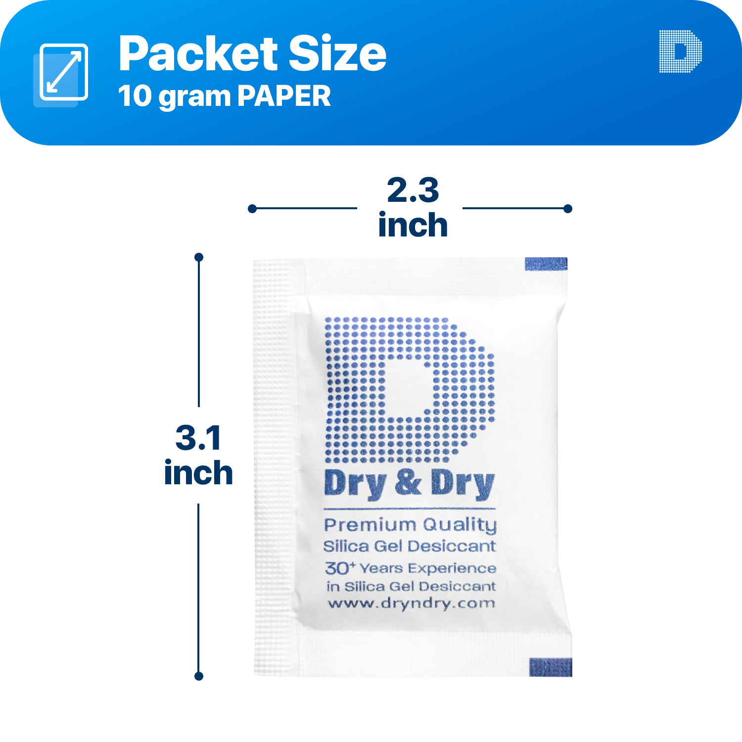 10 gram X 15 PK "Dry&Dry" Silica Gel Desiccant Packets - Reusable(FDA Compliant)