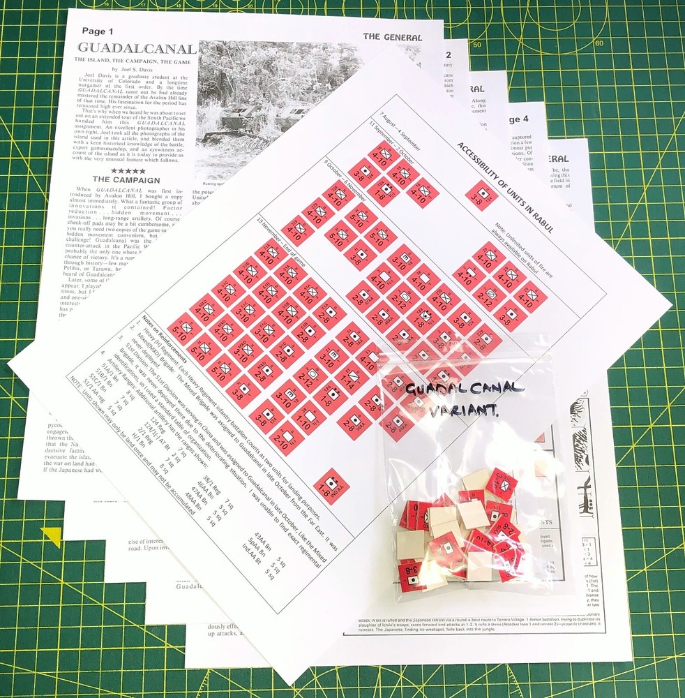 Guadalcanal variant, Avalon Hill, 40 counters + Rules + Quick reference