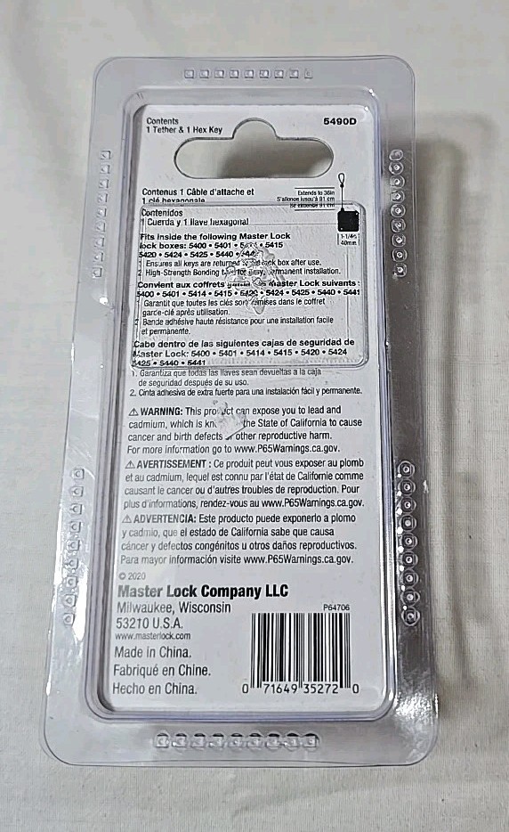 Retractable Key Safe Tether, Master Lock 5490D, 36"