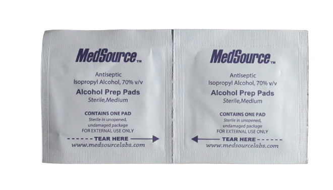 100 MedSource Antiseptic 70% Isopropyl Alcohol Prep Pad Sterile Wipe - Medium