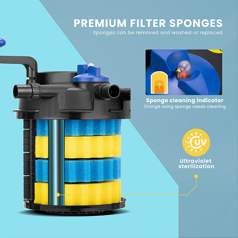 1600 Gal Pond Pressure Bio Filter w/ 13W UV Sterilizer Light Koi Fish ETL Listed