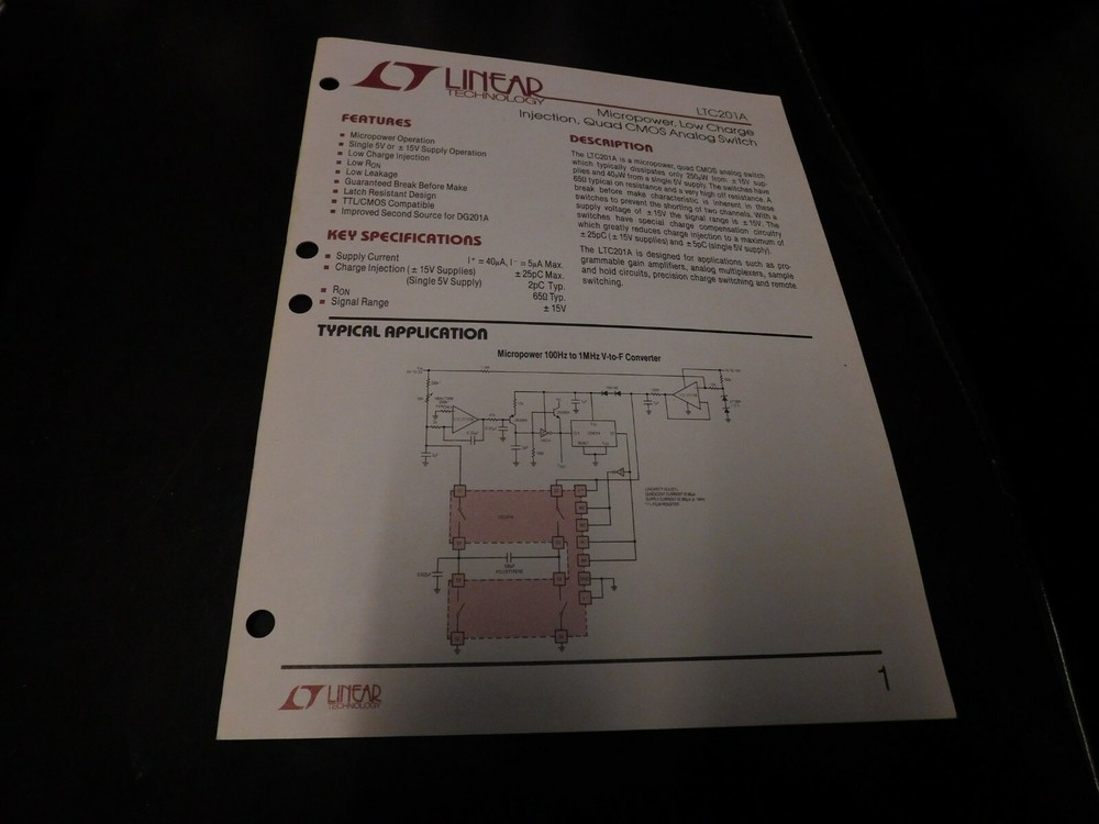 Electronics Specification Guide Application Linear Technology LT201A