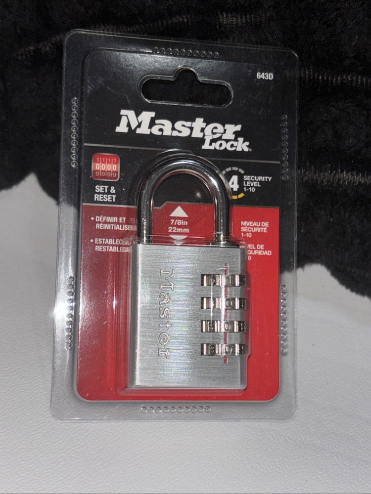 MASTERLOCK Numeric Combination Lock, Set Your Own Combination Padlock, 643D NEW