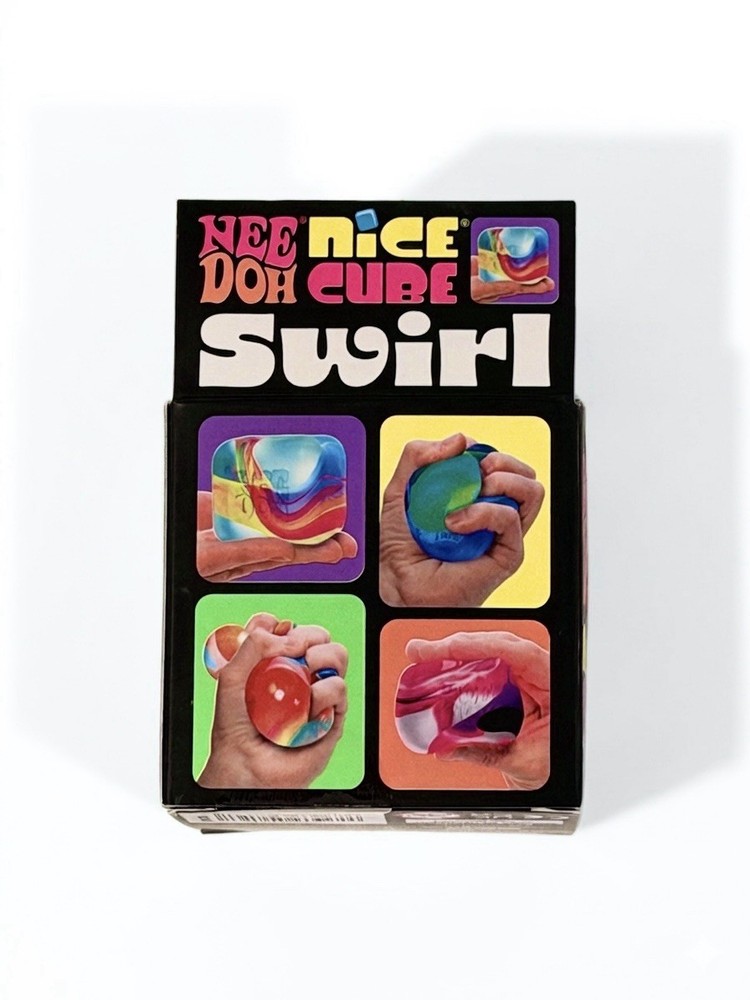 NeeDoh Nice Cube Swirl Super Solid Squish Toy Blue Purple Pink (NEW)