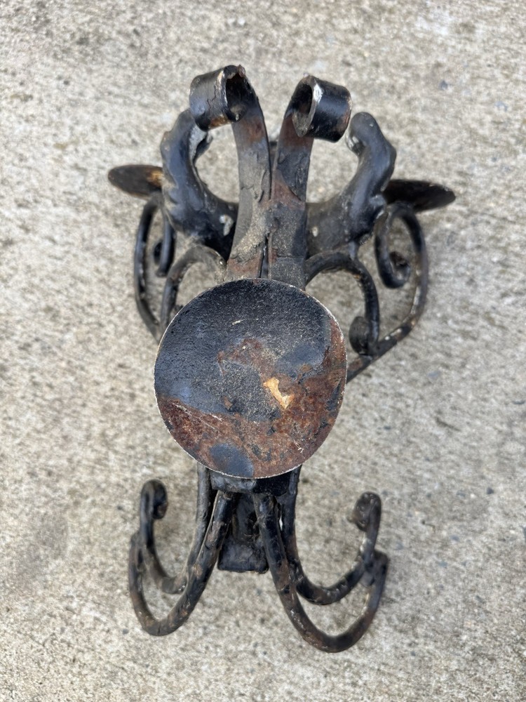 WINGED MERMAID IRON WALL SCONCE CANDELABRUM - PAIR