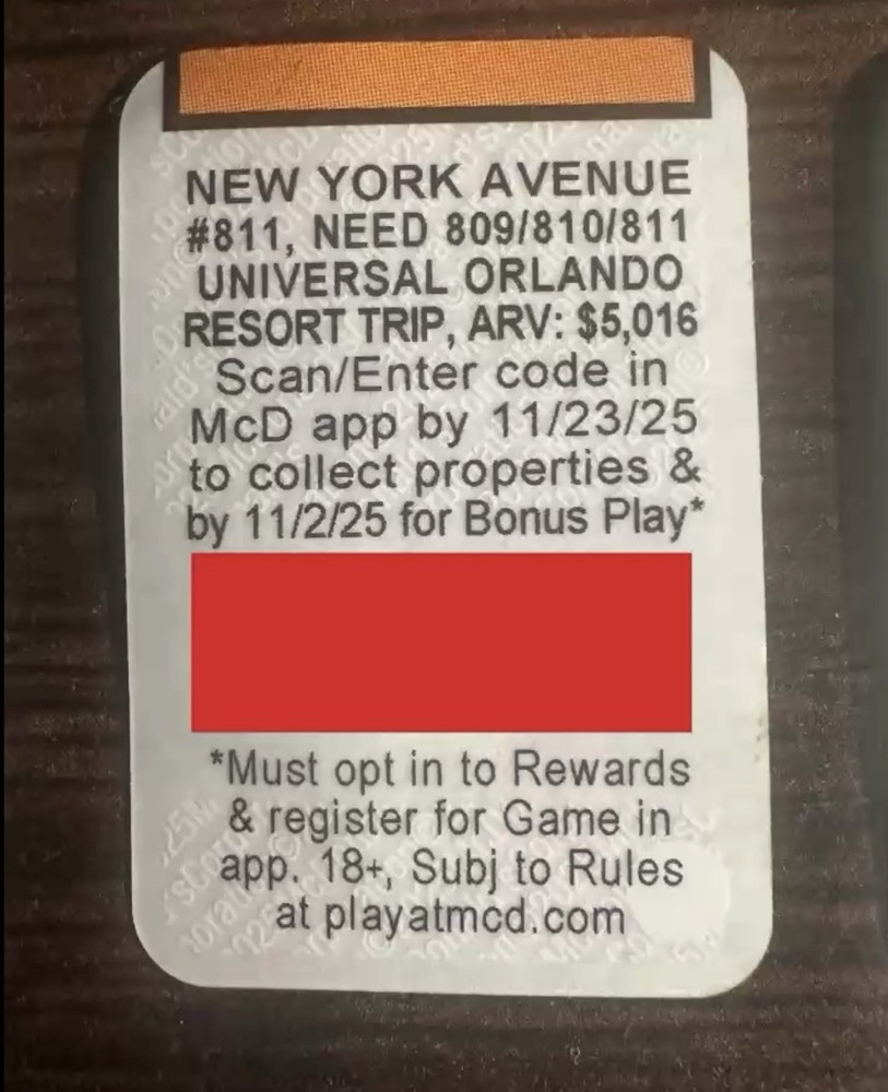 McDonald’s Monopoly Game Stickers