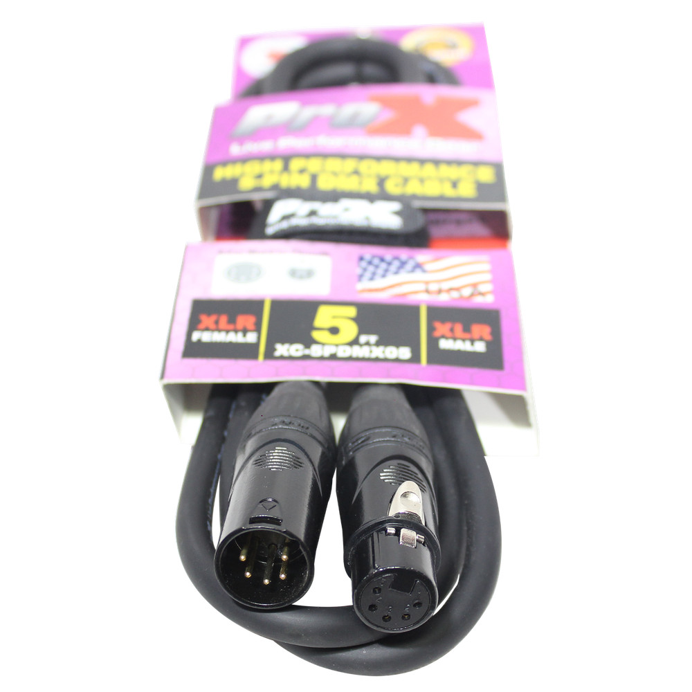 40 ProX 5 Pin High Performance Data Lighting DMX DJ Light Cables 5FT