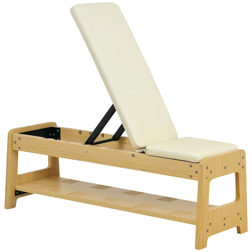 Adjustable Weight Bench with Rack for Weight Lifting, White