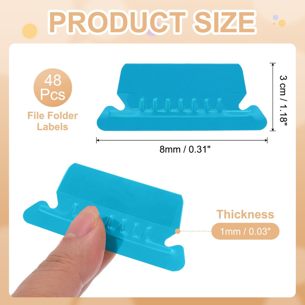 3" File Folder Labels, 48pcs File Folder Tabs with Inserts Labels, Blue Slot