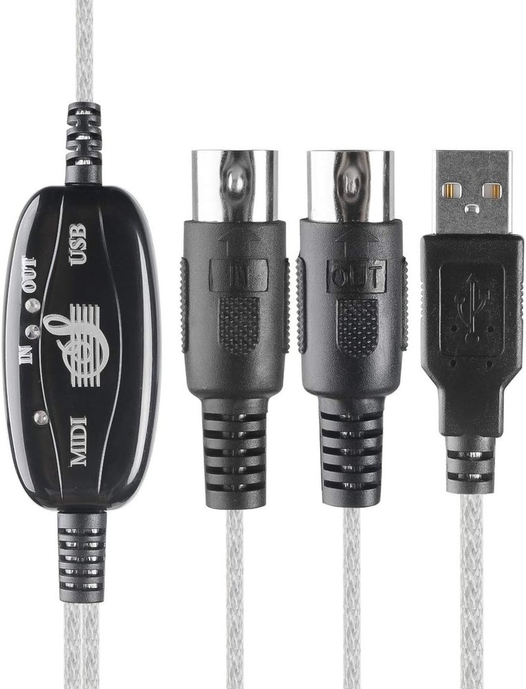 USB to MIDI Cable Interface Adapter 16 Channels PC Mac Keyboard Synth Controller