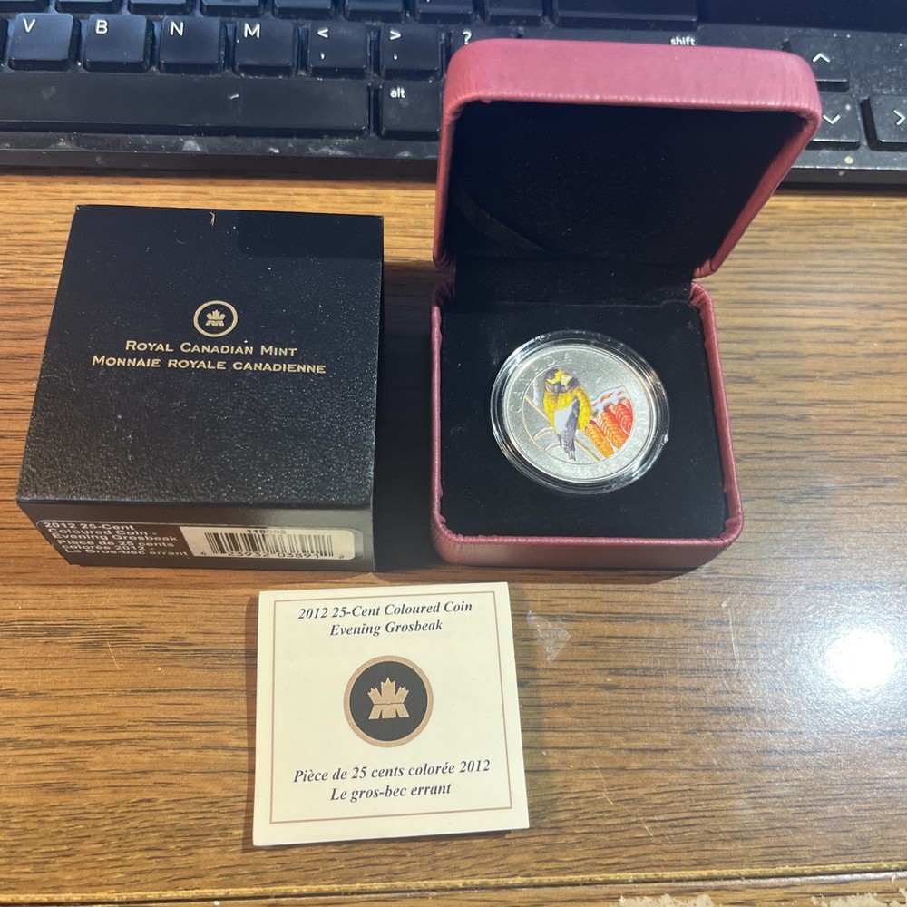 2012 25-CENTS SILVER CANADA EVENING GROSSBEAK