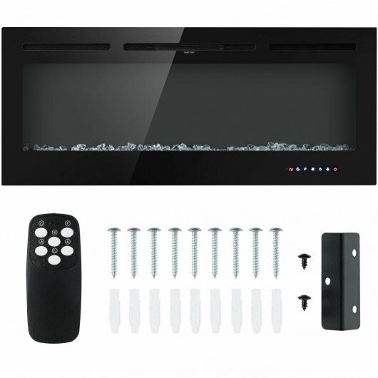 50 Inch Recessed Electric Insert Wall Mounted Fireplace with Adjustable Brightne