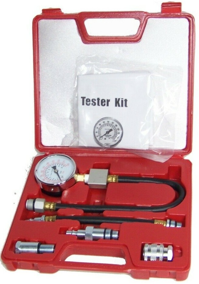 Gasoline Compression Check Tester set Auto Engine Motor Dial Gauge 0-300 psi