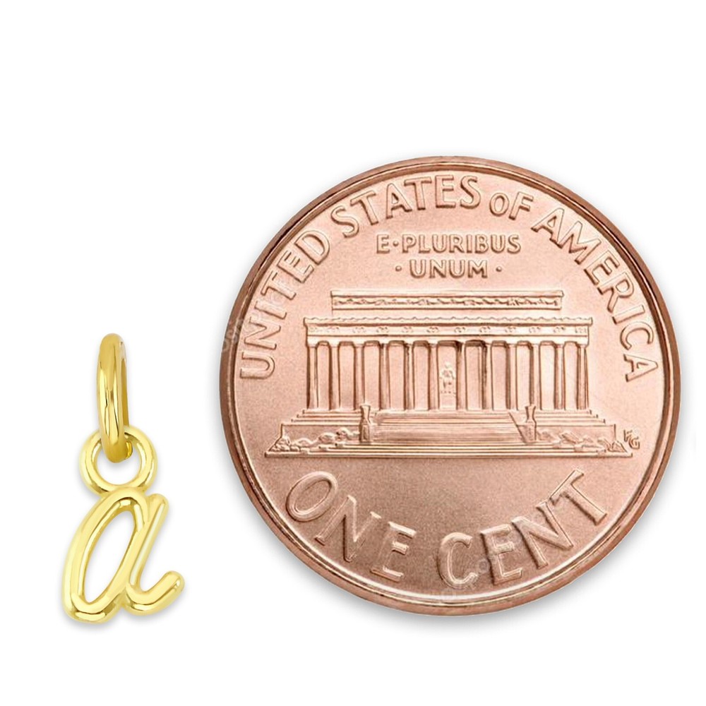 Solid Gold Lowercase Initial Charm in 10k or 14k, Tiny Letter Charm for Bracelet