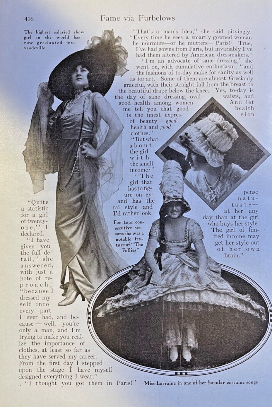 1914 Actress Lillian Lorraine illustrated