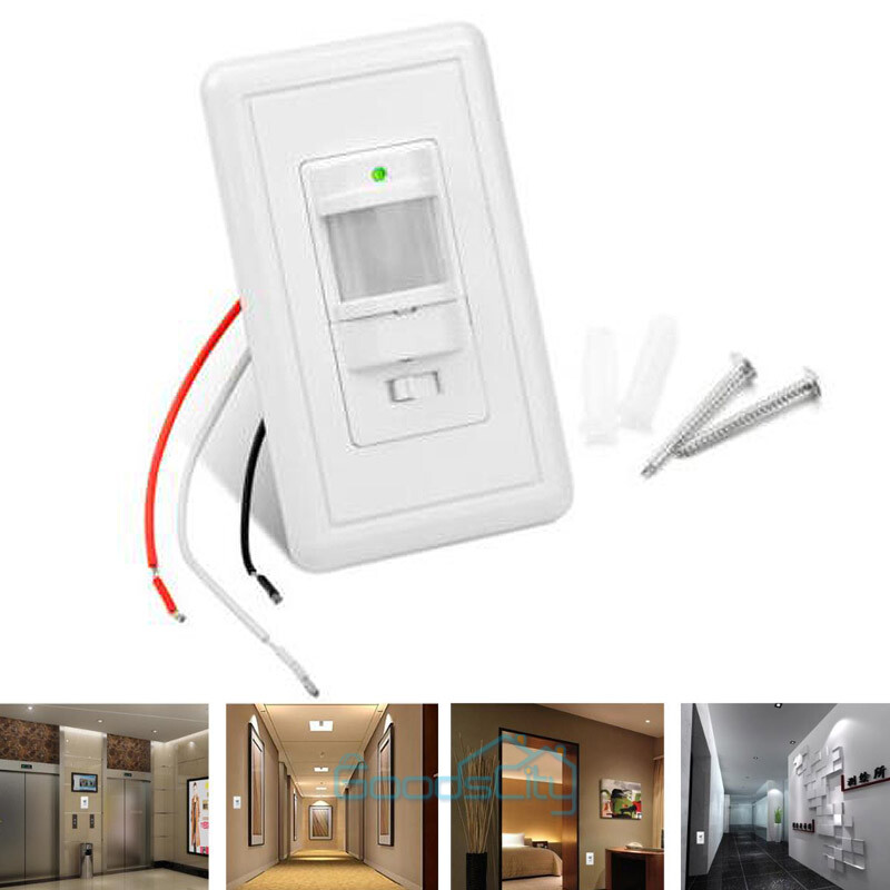 Auto On/Off Sensor Switch Motion Infrared PIR Occupancy Vacancy Wall Light Lamp
