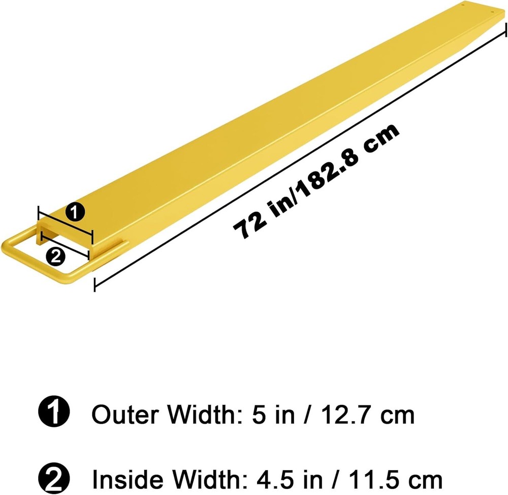 1 Pair 72"/84"/96" Length Pallet Fork Extensions 4.5" Width Forklift Extensions