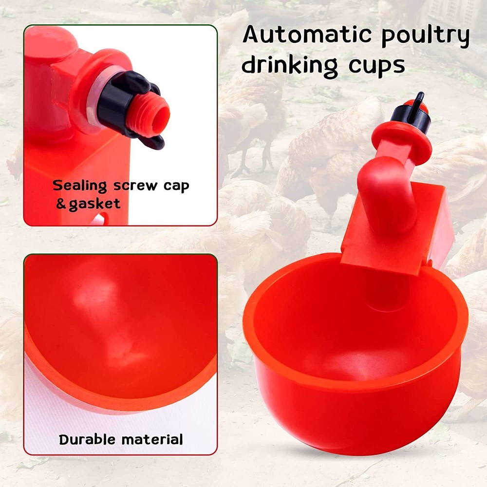 8Pcs Automatic Water Cups Poultry Drinker Waterer Chicken Ducks Quail Drinking