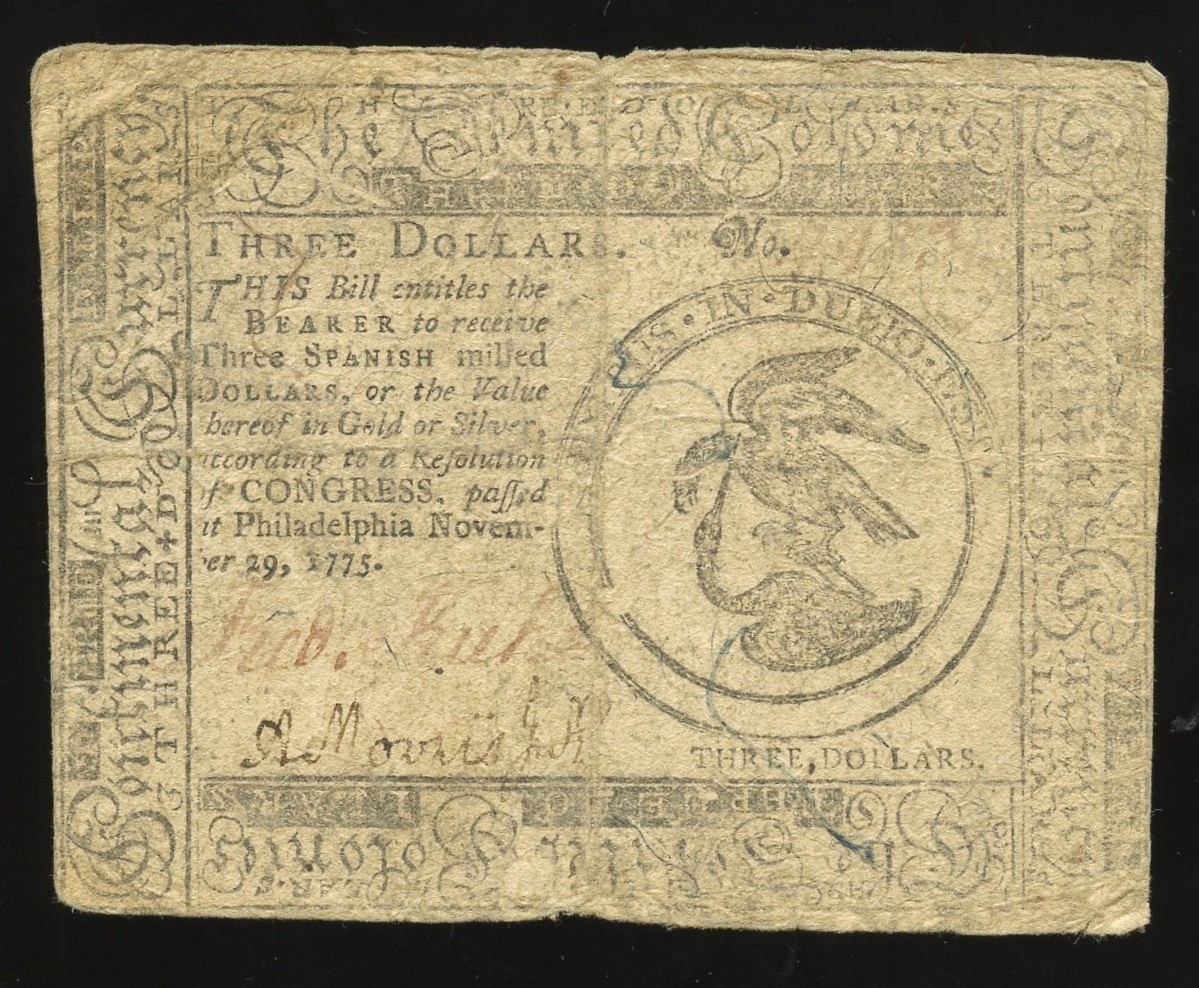 Continental Currency $3 November 29 1775 CC-13