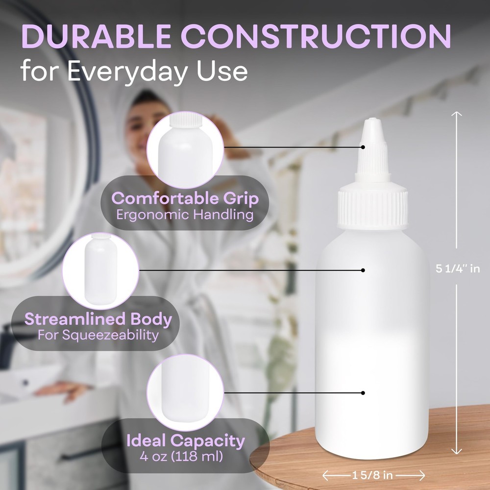 Twist Top Applicator Bottles 4 OZ - Refillable, Leak-Proof Squeeze 3 Pack