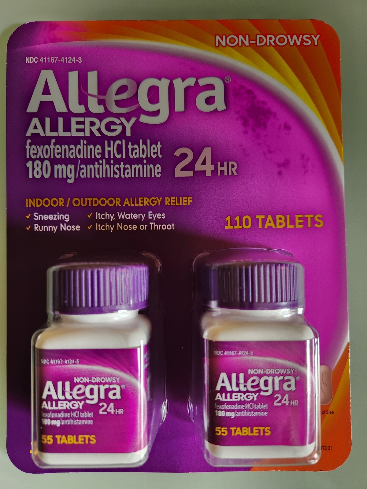 Allegra Allergy 24hr Fexofenadine HCI 180mg antihistamine 110 pill Expire 7/2026
