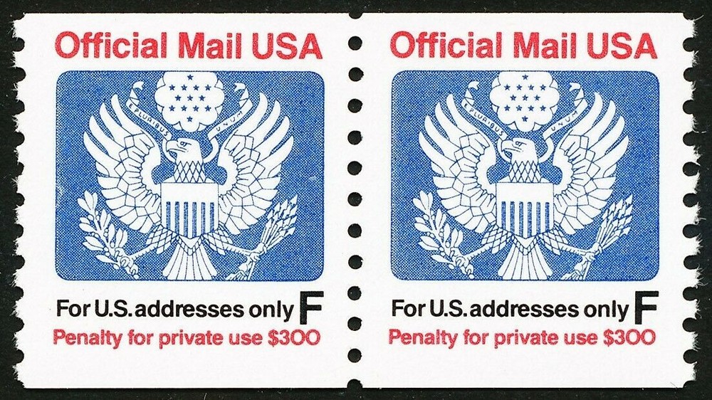 US, O144, Official Mail "F" (29c) coil  pair, MNH