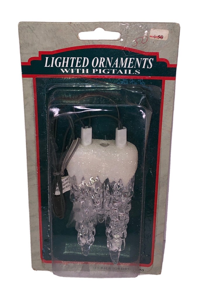 Vtg Lighted Ornaments With Pigtail Adaptor Snowcapped Icicles Replacement Lights