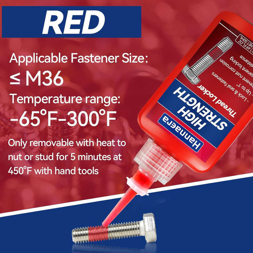 Thread Lock Blue and Red, Threadlocker Removable & Permanent, Thread Locker for