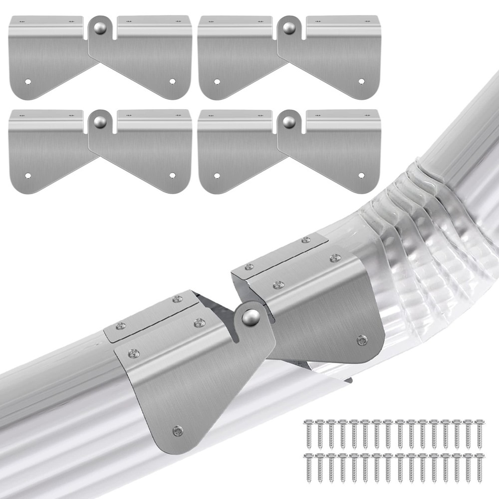 2Pack 4Pcs Gutter Extension Hinge, Downspout Extension Flip-Up Hinge, Easy DI...