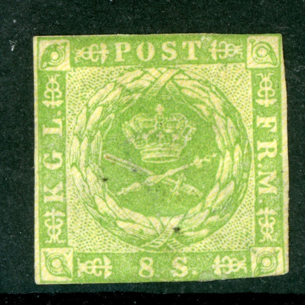 Denmark 1857 First Issues 8s Green Scott #5 Mint K319  ✔️