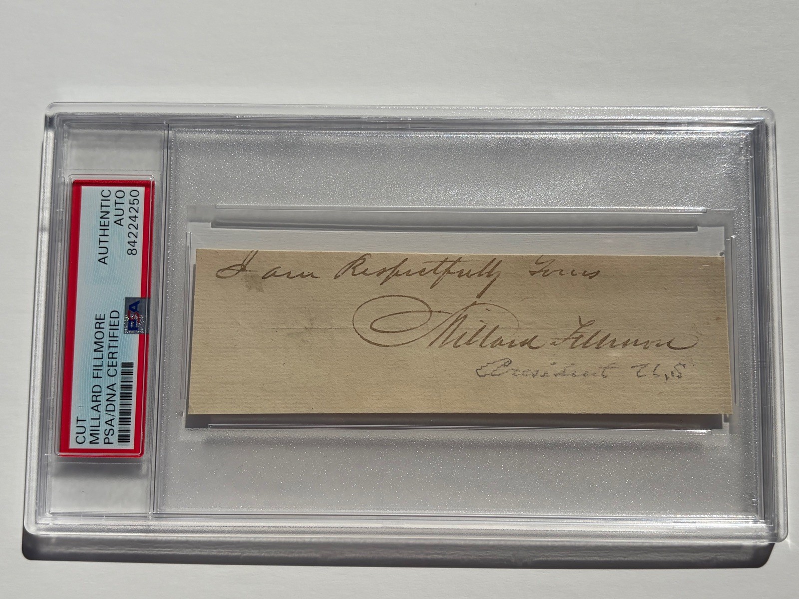 Millard Fillmore 13th US President Signed Autograph Cut PSA DNA