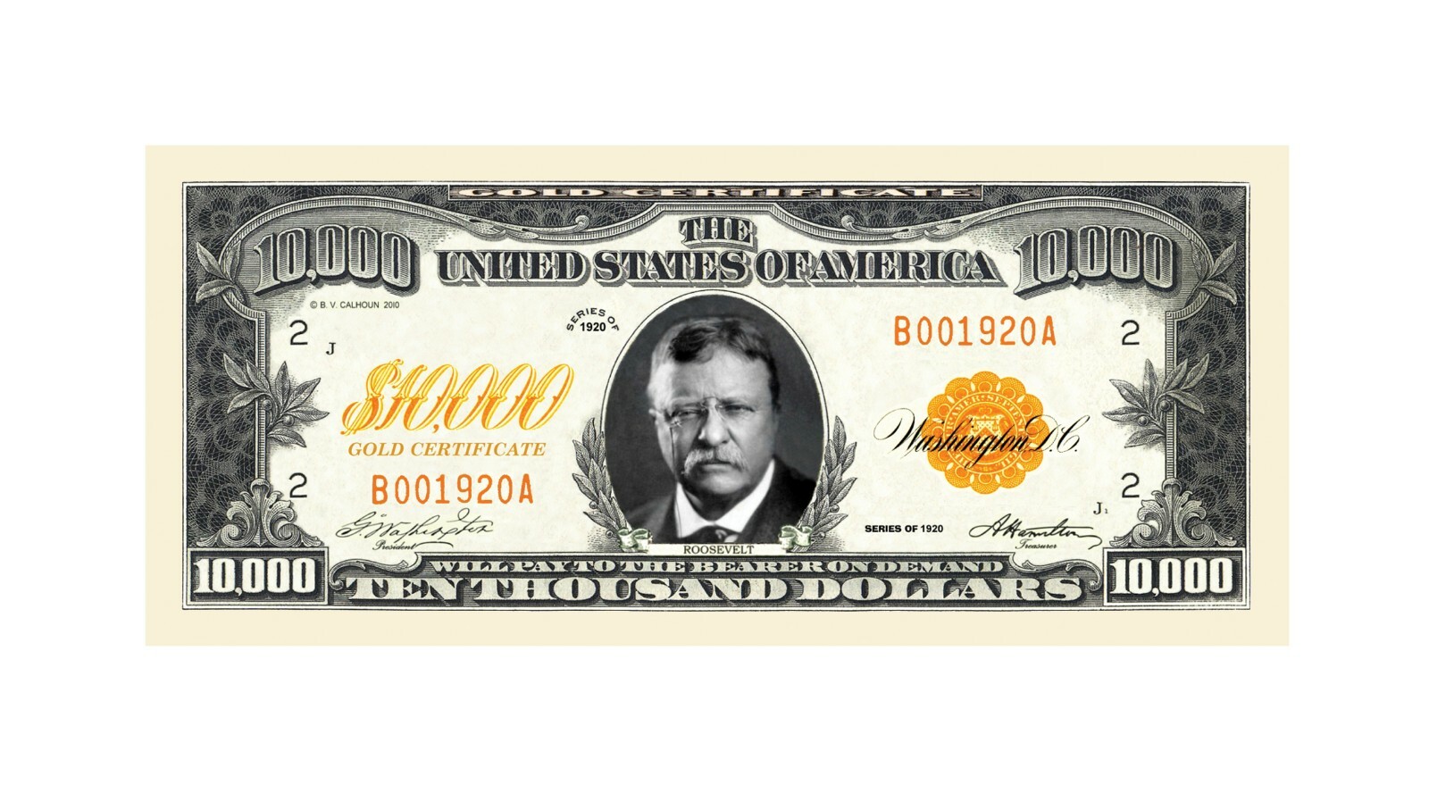 $10,000.00 Ten Thousand Dollar Gold Certificate - Pack of 1,000 Bills