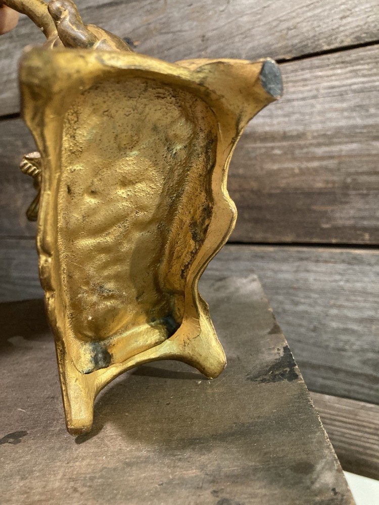 Victorian Cherub Brass Clock Holder Round Face