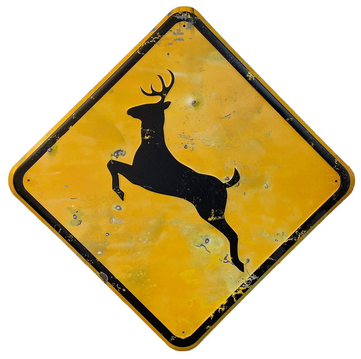 Distressed DEER CROSSING Metal Sign — Old Style, Hunting Cabin Wall Decor, 24”