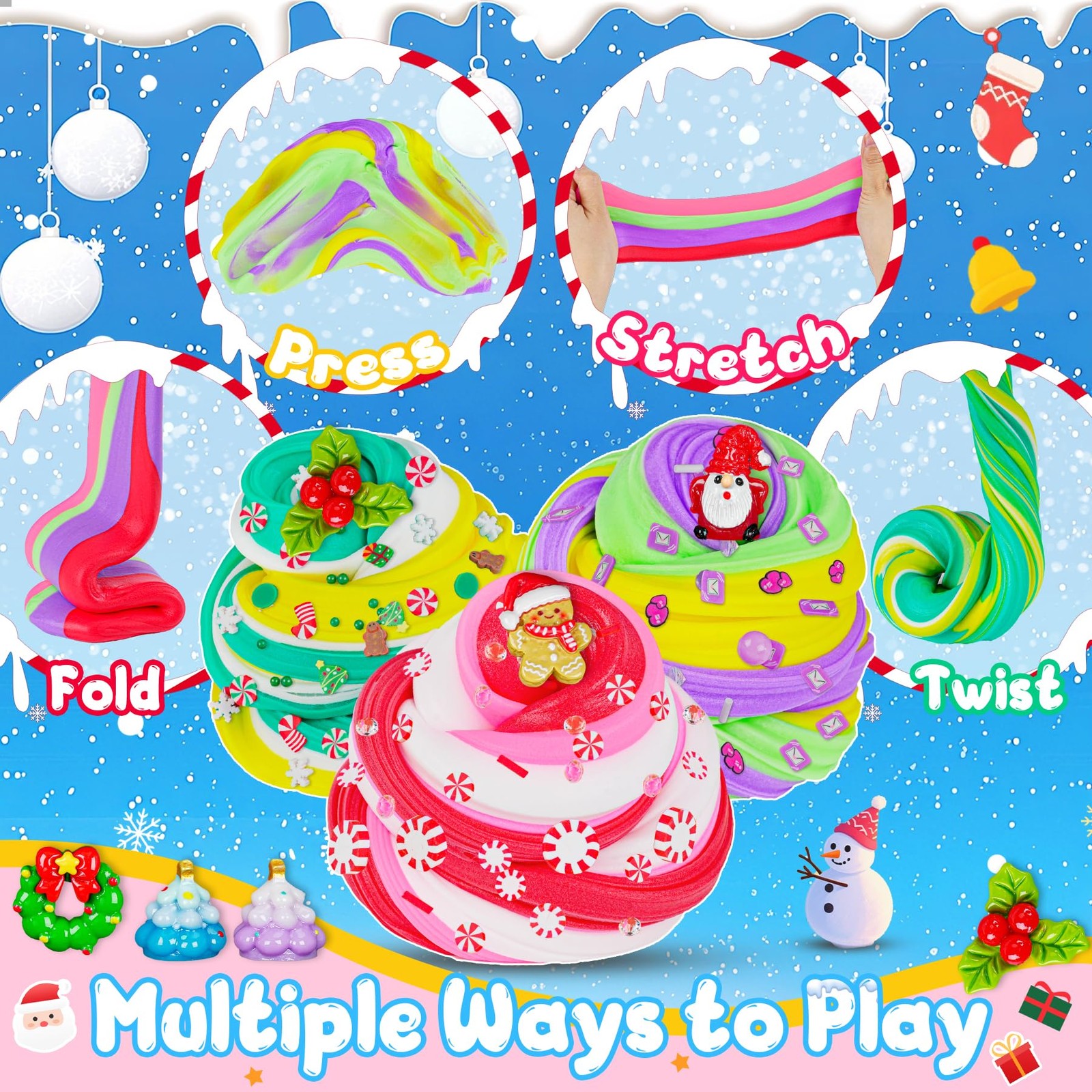 LAWOHO Christmas Stocking Stuffers for Kids, 4 Pack Slime