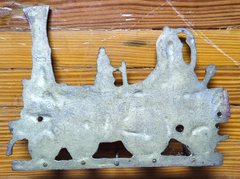 VTG Solid Brass Key Holder Wall Hanging Entryway 5 Hooks Old Steam Engine Train