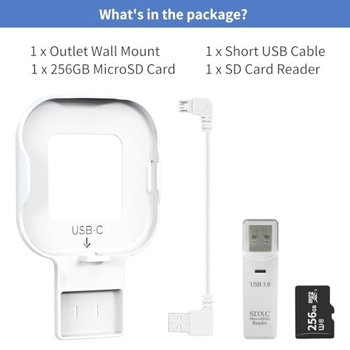 256GB MicroSD Card & No-Drill Mount for Blink Security Cameras, USB-C Cable, SD