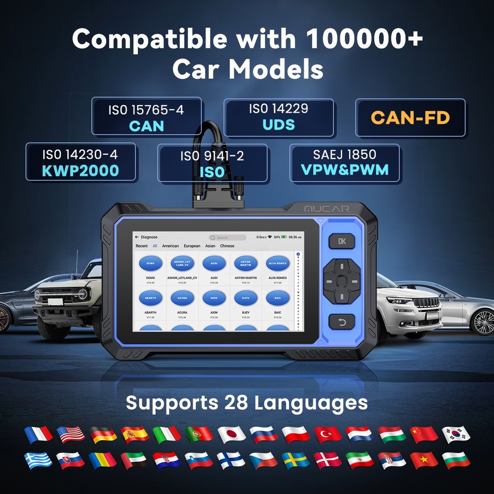 Mucar 682 OBD2 Scanner Full System Car Diagnostic Tool Fault Code Reader CANFD
