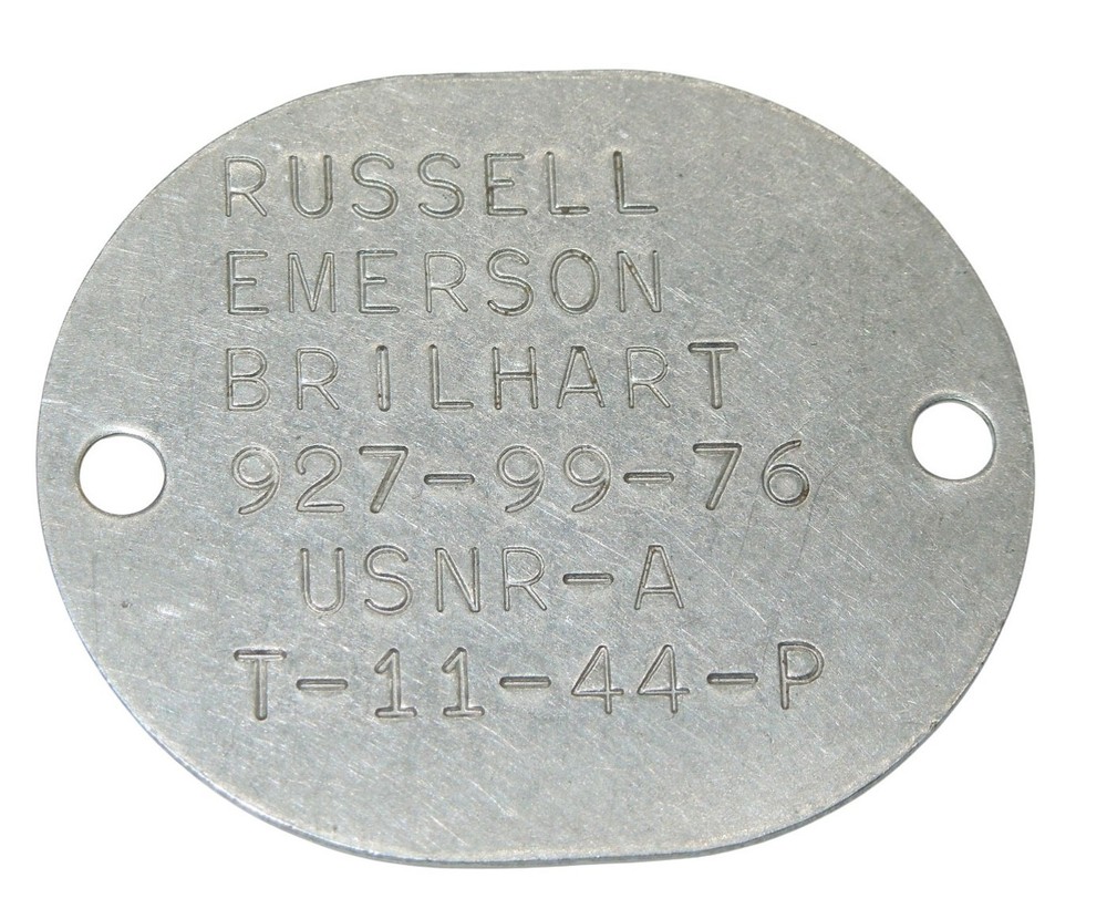 Original WWII US Navy Dog Tag 1st Construction Battalion SEABEES Brilhart CA6