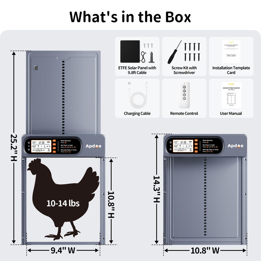 Solar Automatic Chicken Coop Door Auto Opener
