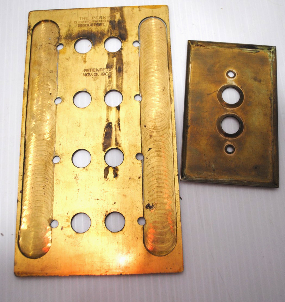 antique perkins push button light switch brass 1903