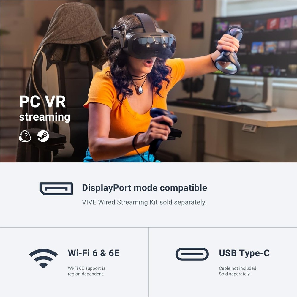 HTC Vive Focus Vision — Mixed Reality and PC VR Headset + Controllers — Consume