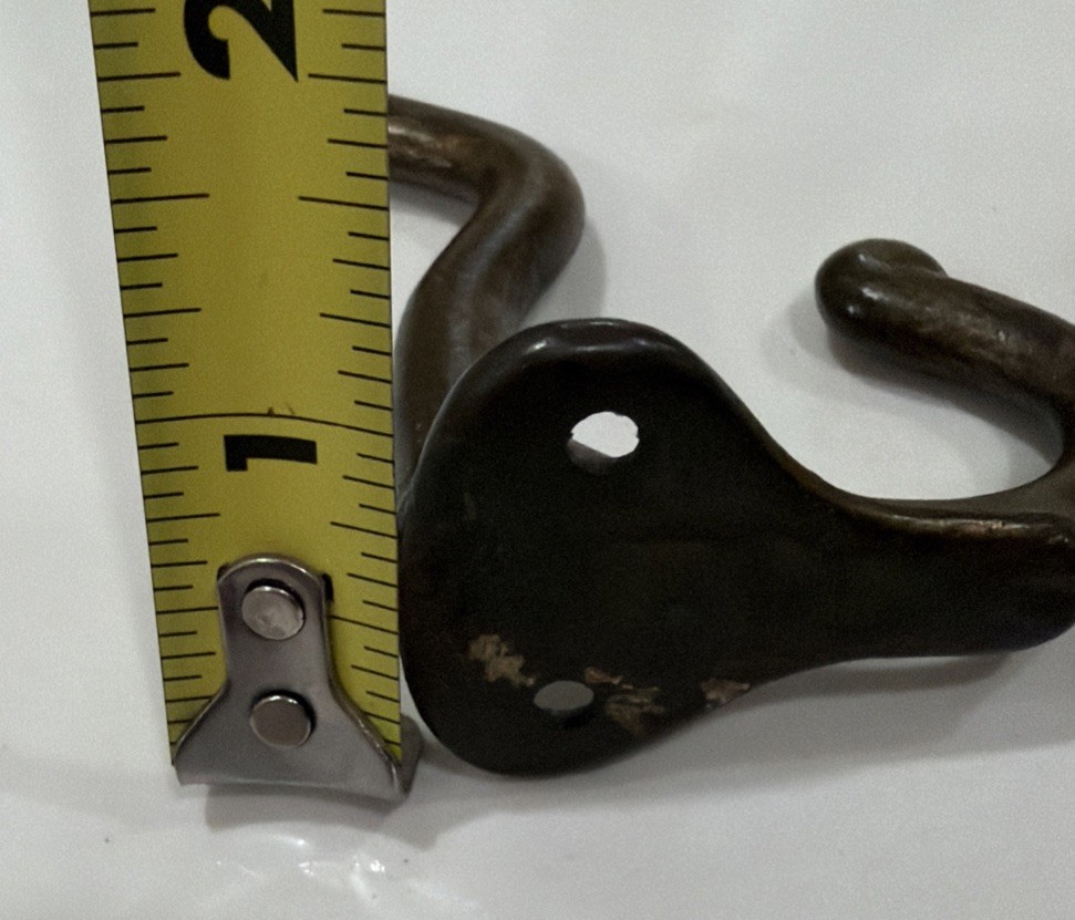 Single Cast Iron Double Hooks Round Tips Coat Hat Salvage Hardware 3”