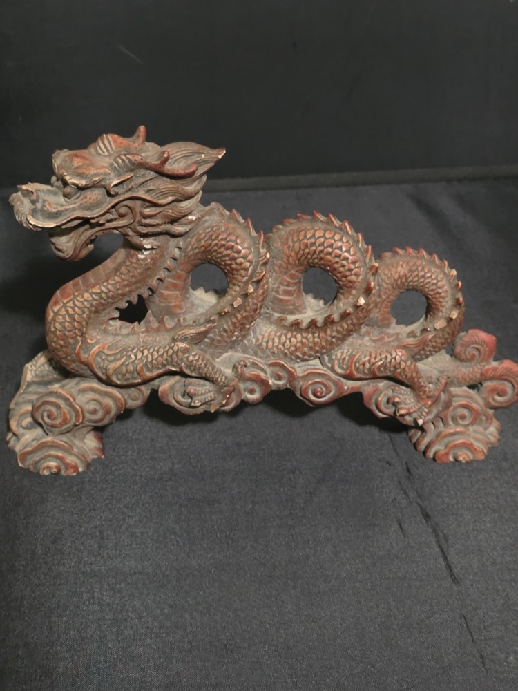 Deep Red Heavy Dragon Statue