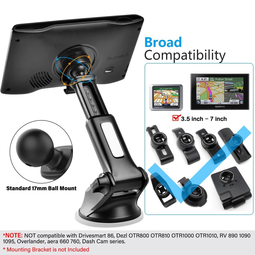 GPS Suction Cup Mount for Garmin, Replacement Dash & Windshield Holder