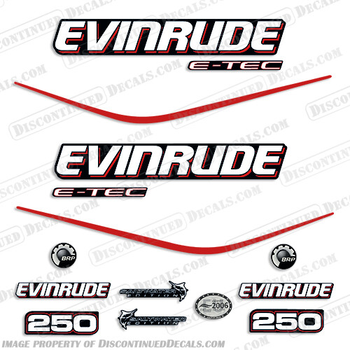 Fits Evinrude 250hp E-Tec Decal Kit - Black Cowl